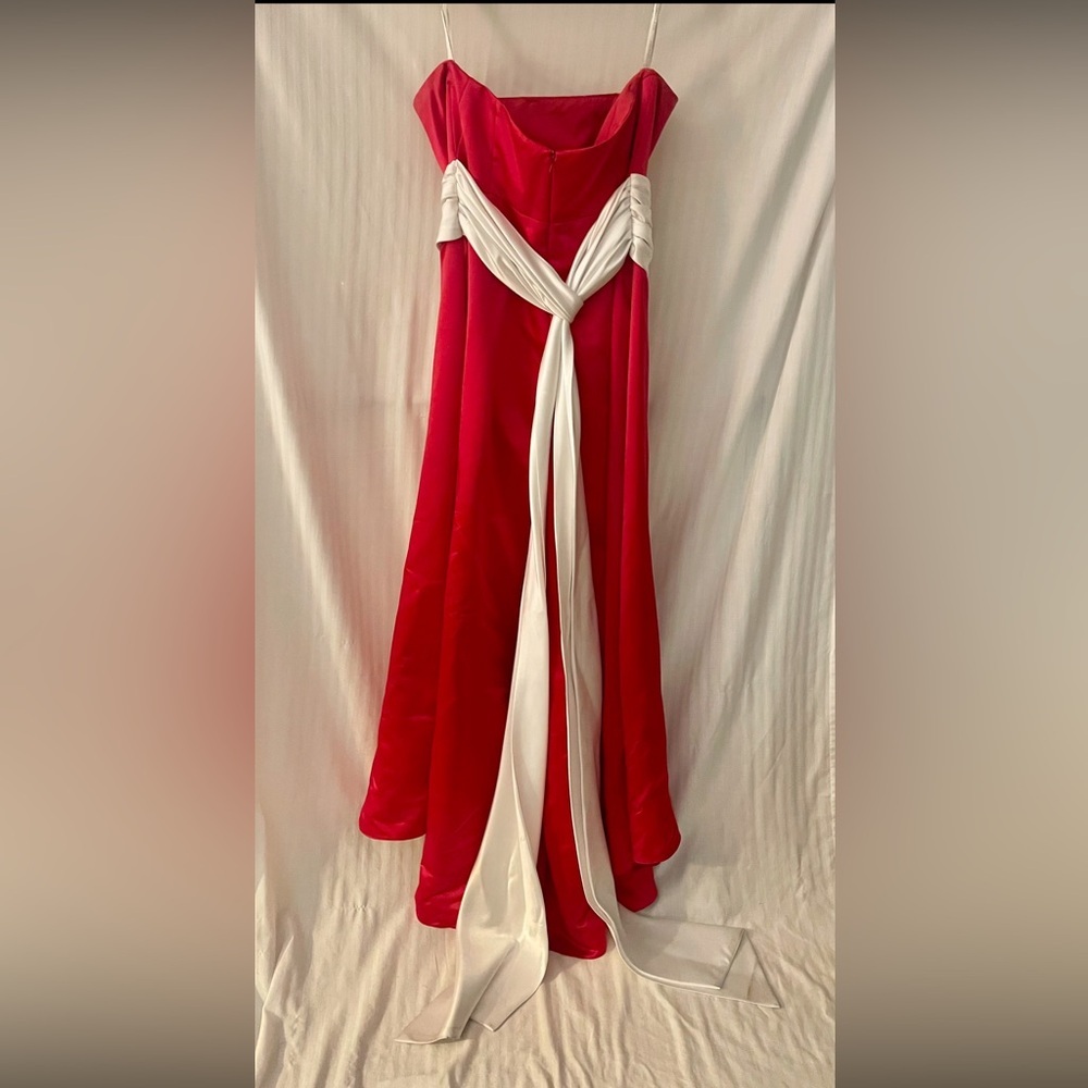Bill Levkoff Dark Pink and White Formal Dress - Picture 2 of 12